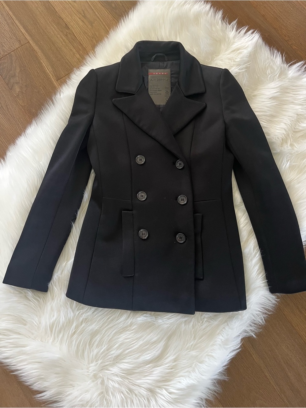 Prada Black Double-Breasted Peacoat